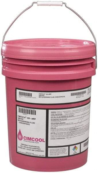 Cimcool - Cimtech 320-HFP, 5 Gal Pail Cutting & Grinding Fluid - Synthetic, For Boring, Drilling, Milling, Reaming, Tapping, Turning - Benchmark Tooling