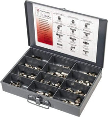 Value Collection - 36 Piece, Push to Connect Fitting Kit - Mixed Universal Threads, 10mm Tube - Benchmark Tooling