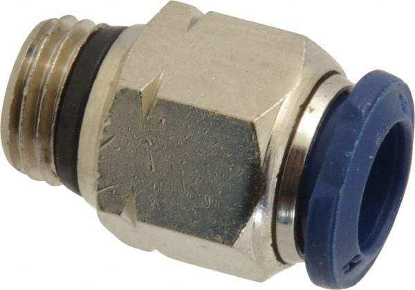 Value Collection - 3/8" Outside Diam, 1/4 Universal, Nickel Plated Brass Push-to-Connect Tube Male Connector - 250 Max psi, Tube to Universal Thread Connection, Buna O-Ring - Benchmark Tooling