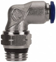 Value Collection - 1/2" Outside Diam, 1/4 Universal, Nickel Plated Brass Push-to-Connect Tube Male Swivel Elbow - 250 Max psi, Tube to Universal Thread Connection, Buna O-Ring - Benchmark Tooling