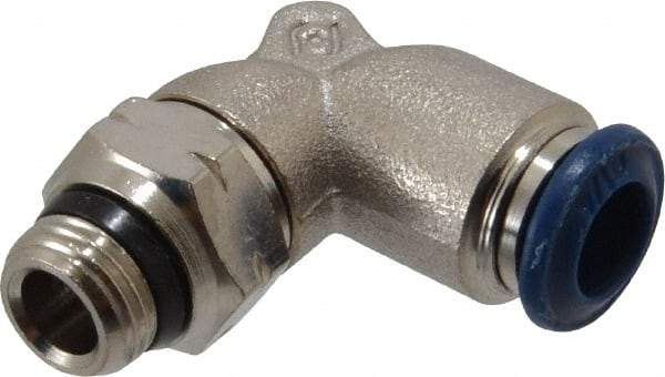 Value Collection - 1/4" Outside Diam, 1/8 Universal, Nickel Plated Brass Push-to-Connect Tube Male Swivel Elbow - 250 Max psi, Tube to Universal Thread Connection, Buna O-Ring - Benchmark Tooling