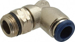 Value Collection - 3/8" Outside Diam, 3/8 Universal, Nickel Plated Brass Push-to-Connect Tube Male Swivel Elbow - 250 Max psi, Tube to Universal Thread Connection, Buna O-Ring - Benchmark Tooling