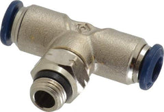 Value Collection - 1/4" Outside Diam, 1/8 Universal, Nickel Plated Brass Push-to-Connect Tube Male Swivel Branch Tee - 250 Max psi, Tube to Universal Thread Connection, Buna O-Ring - Benchmark Tooling