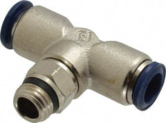 Value Collection - 3/8" Outside Diam, 1/4 Universal, Nickel Plated Brass Push-to-Connect Tube Male Swivel Branch Tee - 250 Max psi, Tube to Universal Thread Connection, Buna O-Ring - Benchmark Tooling