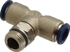 Value Collection - 3/8" Outside Diam, 3/8 Universal, Nickel Plated Brass Push-to-Connect Tube Male Swivel Branch Tee - 250 Max psi, Tube to Universal Thread Connection, Buna O-Ring - Benchmark Tooling