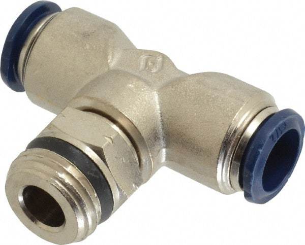 Value Collection - 1/2" Outside Diam, 1/2 Universal, Nickel Plated Brass Push-to-Connect Tube Male Swivel Branch Tee - 250 Max psi, Tube to Universal Thread Connection, Buna O-Ring - Benchmark Tooling