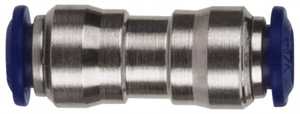 Value Collection - 3/8 x 1/2" Outside Diam, Nickel Plated Brass Push-to-Connect Tube Union - 250 Max psi, Tube to Tube Connection, Buna O-Ring - Benchmark Tooling