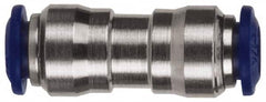 Value Collection - 3/8 x 1/2" Outside Diam, Nickel Plated Brass Push-to-Connect Tube Union - 250 Max psi, Tube to Tube Connection, Buna O-Ring - Benchmark Tooling
