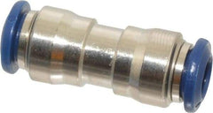 Value Collection - 1/4" Outside Diam, Nickel Plated Brass Push-to-Connect Tube Union - 250 Max psi, Tube to Tube Connection, Buna O-Ring - Benchmark Tooling
