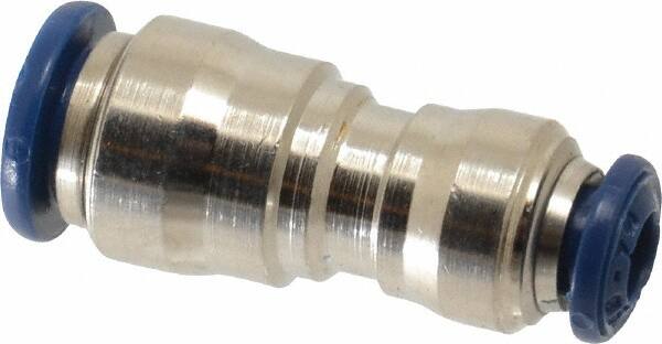 Value Collection - 1/4 x 5/32" Outside Diam, Nickel Plated Brass Push-to-Connect Tube Union - 250 Max psi, Tube to Tube Connection, Buna O-Ring - Benchmark Tooling