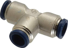 Value Collection - 1/2" Outside Diam, Nickel Plated Brass Push-to-Connect Tube Union Tee - 250 Max psi, Tube to Tube Connection, Buna O-Ring - Benchmark Tooling