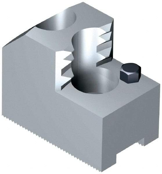 Schunk - 6" Max Chuck Diam Compatibility, Steel 1.5mm x 60° Serrated Hard Lathe Top Jaws - 12mm Groove Width, 30mm Wide x 1-7/8" High - Benchmark Tooling