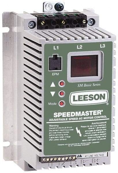 Leeson - Single Phase, 208-240 Volt, 1/2 hp, Frequency Drive, Inverter & Speed Control - 3.64" Wide x 3.26" Deep x 5-3/4" High, Open Chassis - Benchmark Tooling