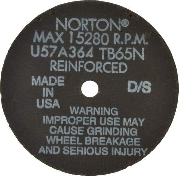 Norton - 4" 36 Grit Aluminum Oxide Cutoff Wheel - 1/16" Thick, 3/8" Arbor, 19,100 Max RPM, Use with Die Grinders - Benchmark Tooling