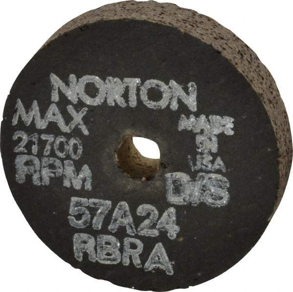Norton - 2-1/2" Diam x 3/8" Hole x 1/2" Thick, R Hardness, 24 Grit Surface Grinding Wheel - Aluminum Oxide, Type 1, Very Coarse Grade, 21,700 Max RPM, No Recess - Benchmark Tooling