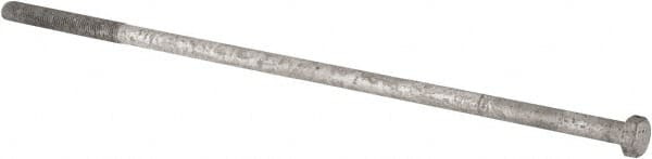 Value Collection - 7/8-9 Thread, 28" Length Under Head, Steel Hex Head Bolt - Hot Dipped Galvanized Coated, UNC Thread, ASTM A307, Grade 2 - Benchmark Tooling