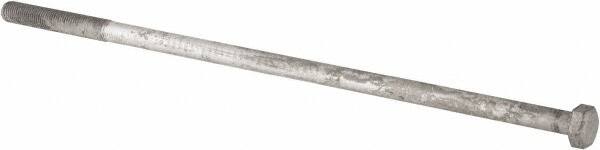 Value Collection - 1-8 Thread, 28" Length Under Head, Steel Hex Head Bolt - Hot Dipped Galvanized Coated, UNC Thread, ASTM A307, Grade 2 - Benchmark Tooling