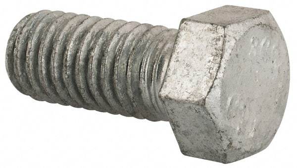 Value Collection - 7/16-14 Thread, 1" Length Under Head, Steel Hex Head Bolt - Hot Dipped Galvanized Coated, UNC Thread, ASTM A307, Grade 2 - Benchmark Tooling