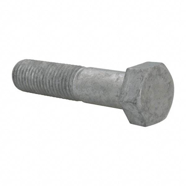 Value Collection - 7/8-9 Thread, 4" Length Under Head, Steel Hex Head Bolt - Hot Dipped Galvanized Coated, UNC Thread, ASTM A307, Grade 2 - Benchmark Tooling