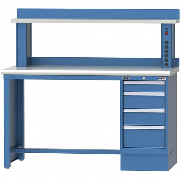 LISTA - 72 Wide x 30" Deep x 51-1/4" High, Plastic Laminate Workstation - Fixed Legs, Classic Blue - Benchmark Tooling