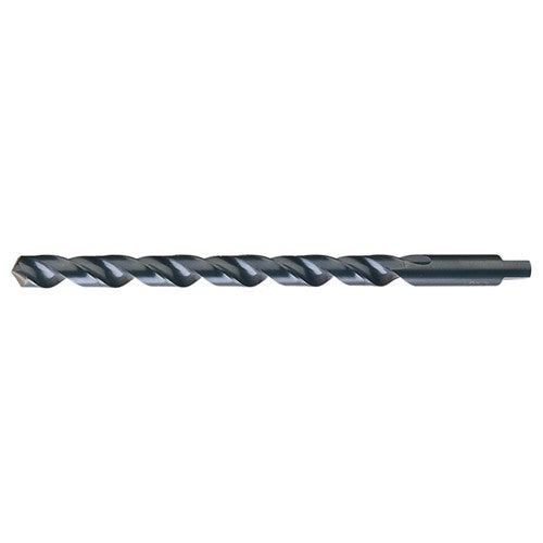3/8 RHS / RHC HSS 118 Degree Notched Point Heavy Duty Long Flute Taper Length Drill - Steam Oxide - Exact Industrial Supply