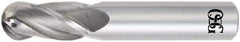 OSG - 12mm Diam, 25mm LOC, 4 Flute Solid Carbide Ball End Mill - TiAlN Finish, Single End, 76mm OAL, 76mm Shank Diam, Spiral Flute - Benchmark Tooling