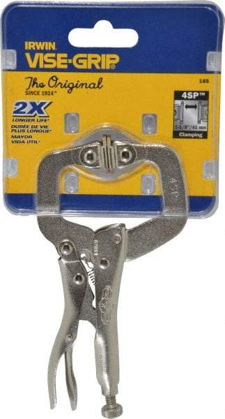 Irwin - 4" OAL C-Clamp Locking Pliers - 1-1/4" Jaw Depth, 1-5/8" Jaw Opening - Benchmark Tooling