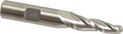 Made in USA - 5° Taper Angle per Side, 1/4" Small End Diam, 1-1/4" LOC, High Speed Steel 3 Flute Tapered Ball End Mill - 3-1/8" OAL, 1/2" Shank Diam - Benchmark Tooling