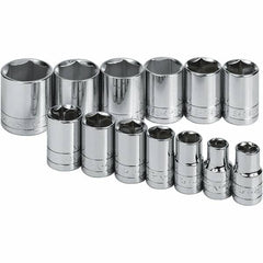 SK - 1/2" Drive Standard Socket Set - 7/16 to 1-1/4", Inch Measurement Standard - Benchmark Tooling