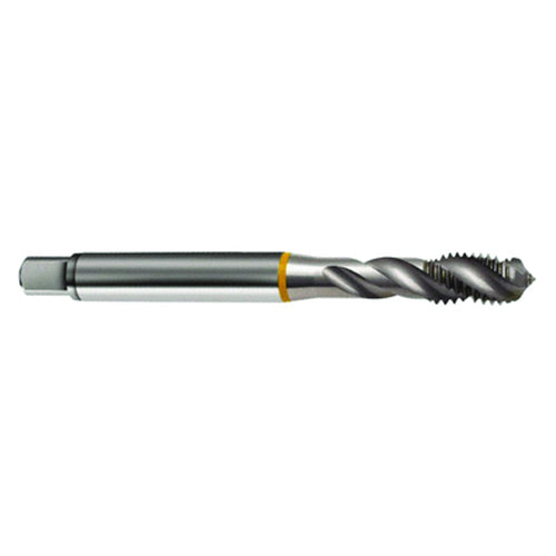 ‎M6 × 1.0 3FL 6H Cobalt Spiral Flute Semi-Bott Ylw Ring Tap-Bright-40 Degree Helix - Benchmark Tooling