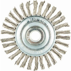 Norton - 4" OD, 5/8-11 Arbor Hole, Standard Twist Knot Stainless Steel Wheel Brush - Benchmark Tooling