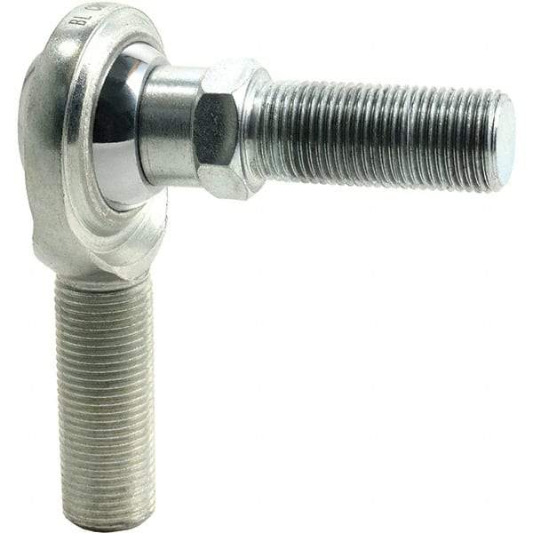 Tritan - 3/8" ID, 5,100 Lb Max Static Cap, Male Spherical Rod End - 3/8-24 RH, 1/2" Shank Diam, 1-1/4" Shank Length, Zinc Plated Carbon Steel with PTFE Lined Chrome Steel Raceway - Benchmark Tooling