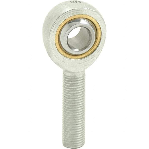 Tritan - 3/16" ID, 1-9/16" Max OD, 1,174 Lb Max Static Cap, Male Spherical Rod End - 10-32 LH, 5/16" Shank Diam, 3/4" Shank Length, Zinc Plated Carbon Steel with Sintered Oil Impregnated Bronze Raceway - Benchmark Tooling