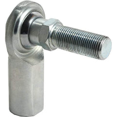 Tritan - 1/4" ID, 3,250 Lb Max Static Cap, Female Spherical Rod End - 1/4-28 UNF RH, 3/8" Shank Diam, 11/16" Shank Length, Zinc Plated Carbon Steel with PTFE Lined Chrome Steel Raceway - Benchmark Tooling