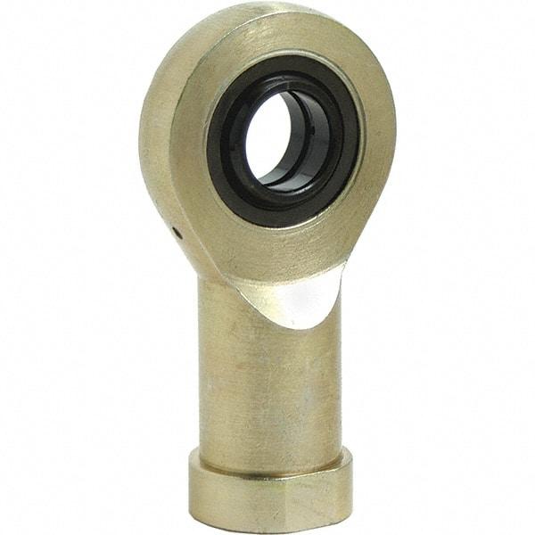 Tritan - 0.315" ID, 1.6535" Max OD, 2,900 Lb Max Static Cap, Female Spherical Rod End - M8 RH, 0.315" Shank Diam, 0.5906" Shank Length, Zinc Plated Carbon Steel with 52100/MoS2 Coated Raceway - Benchmark Tooling