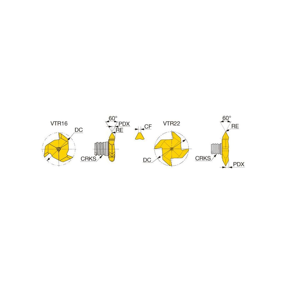 Milling Tip Inserts; Milling Tip Type: Thread; Tool Material: Carbide; Manufacturer Grade: GH130; Insert Hand: Right Hand; Chipbreaker: None; Series: VTR; Coating Process: PVD; Primary Workpiece Material: Stainless Steel; Cast Iron; Steel; Primary Workpie