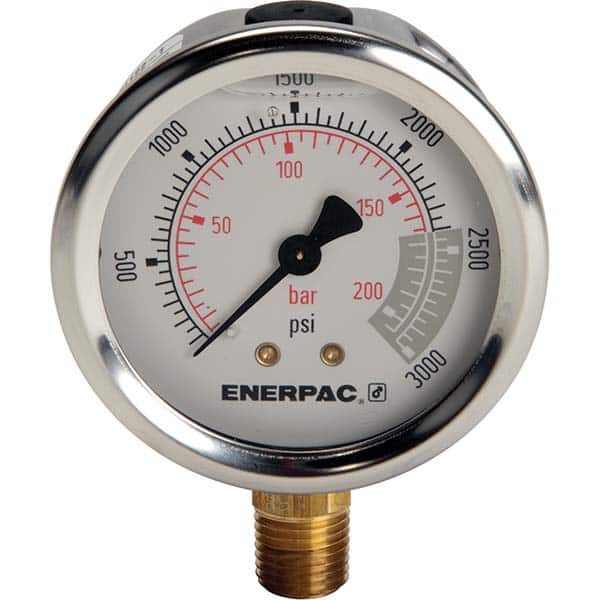 Enerpac - Hydraulic Pressure Gages & Adapters Type: Glycerine Filled Pressure Rating: 3000 - Benchmark Tooling