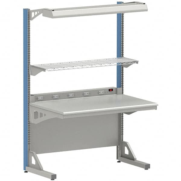 LISTA - 60 Wide x 30" Deep x 84" High, Plastic Laminate Workstation - Fixed Legs, Classic Blue - Benchmark Tooling