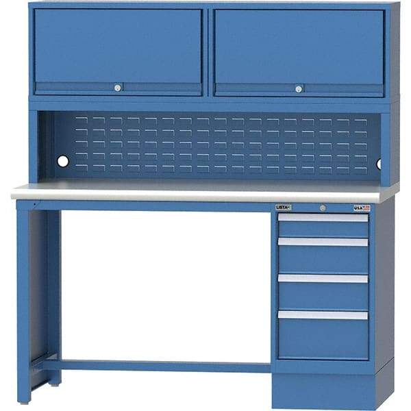 LISTA - 72 Wide x 30" Deep x 51-1/4" High, Plastic Laminate Workstation - Fixed Legs, Classic Blue - Benchmark Tooling