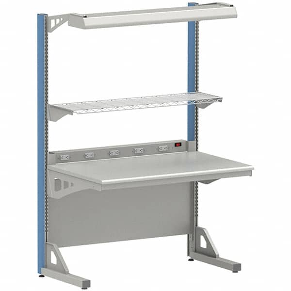 LISTA - 72 Wide x 30" Deep x 84" High, Plastic Laminate Workstation - Fixed Legs, Classic Blue - Benchmark Tooling