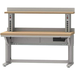 LISTA - 60 Wide x 30" Deep x 58" High, Butcher Block Electric Height Adjustable Workstation - Adjustable Height Legs, Classic Blue - Benchmark Tooling