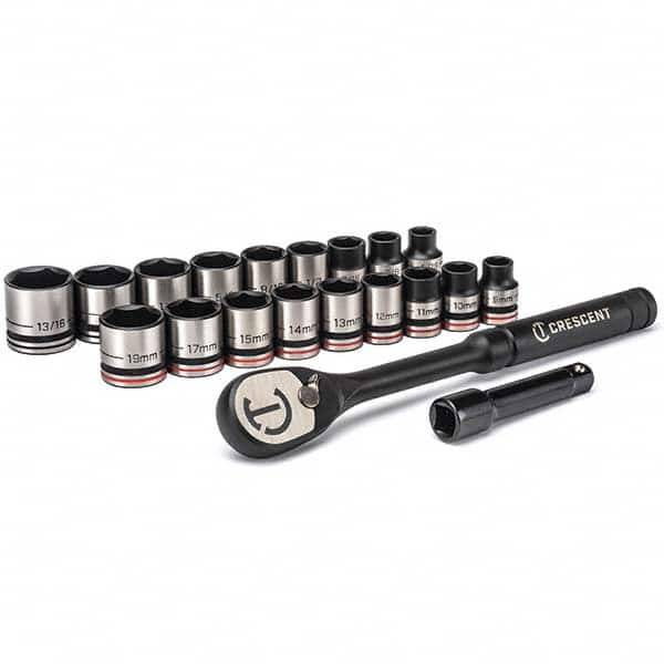 Crescent - Socket Sets Measurement Type: Inch/Metric Drive Size: 3/8 - Benchmark Tooling