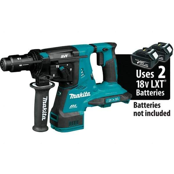 Makita - 36 Volt 1-1/8" SDS Plus Chuck Cordless Rotary Hammer - 5000 BPM, 0 to 980 RPM, Reversible - Benchmark Tooling