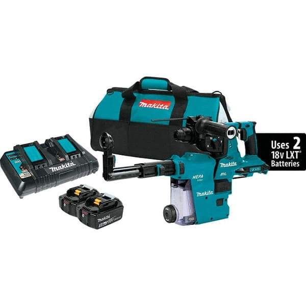 Makita - 36 Volt 1-1/8" SDS Plus Chuck Cordless Rotary Hammer - 5000 BPM, 0 to 980 RPM, Reversible - Benchmark Tooling