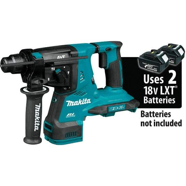 Makita - 36 Volt 1-1/8" SDS Plus Chuck Cordless Rotary Hammer - 5000 BPM, 0 to 980 RPM, Reversible - Benchmark Tooling