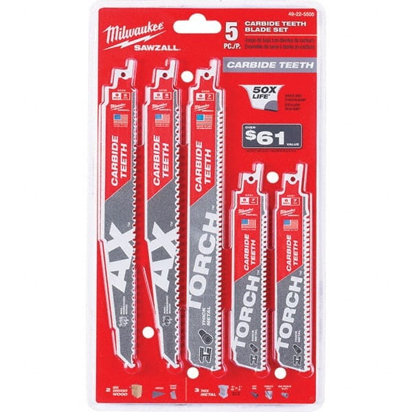 Milwaukee Tool - Reciprocating Saw Blade Sets Blade Material: Bi-Metal Minimum Blade Length (Inch): 6 - Benchmark Tooling