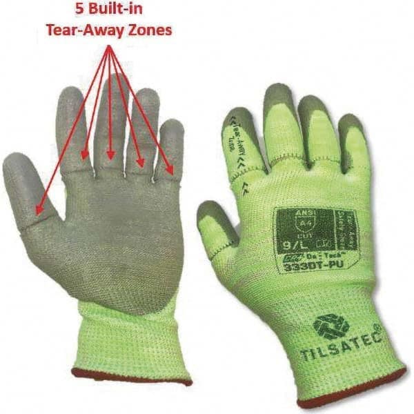 Tilsatec - Size S (7), ANSI Cut Lvl A4, Puncture Lvl 3, Abrasion Lvl 4, Polyurethane Coated Cut & Puncture Resistant Gloves - Benchmark Tooling