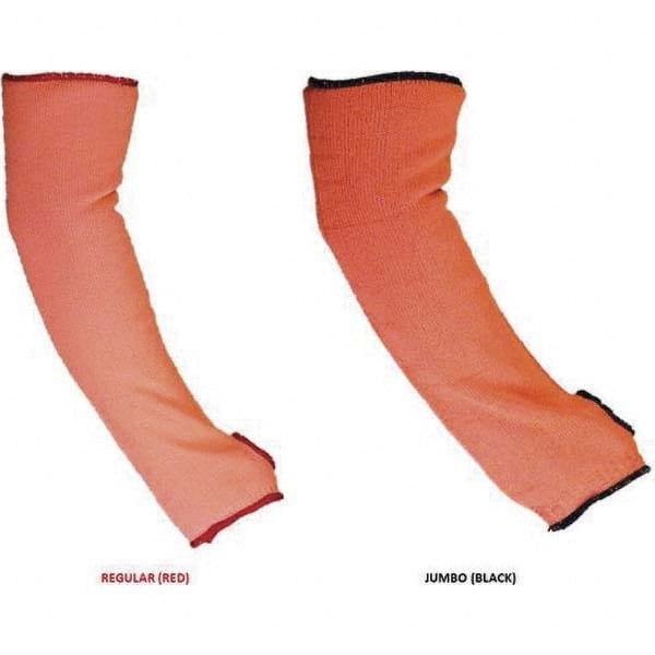 Cut-Resistant Sleeves: Size Regular, Polyethylene, Orange, ANSI Cut A9 Thumb Hole, Elastic Opening at Both Ends Closure