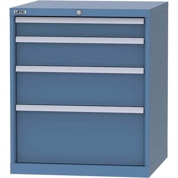 LISTA - 4 Drawer, 45 Compartment Bright Blue Steel Modular Storage Cabinet - Benchmark Tooling