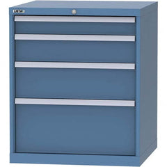 LISTA - 4 Drawer, 45 Compartment Bright Blue Steel Modular Storage Cabinet - Benchmark Tooling
